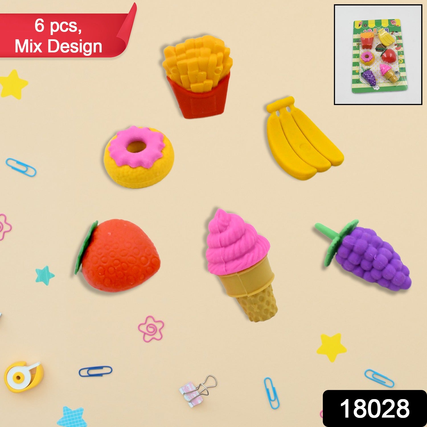 3D Food Fancy & Stylish Colorful Erasers, Mini Eraser Creative Cute Novelty Eraser for Children Different Designs Eraser Set for Return Gift, Birthday Party, School Prize (1 Set / Mix Design & Color) 3D Food Fancy & Stylish Colorful Erasers, Mini Eraser Creative Cute Novelty Eraser for Children Different Designs Eraser Set for Return Gift, Birthday Party, School Prize (1 Set / Mix Design & Color)